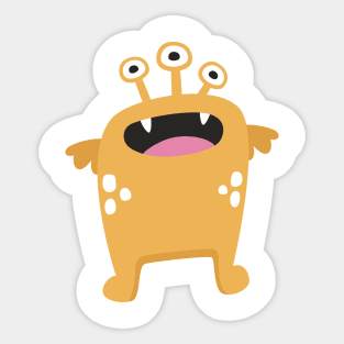 Cute three eyed monster character cartoon Sticker